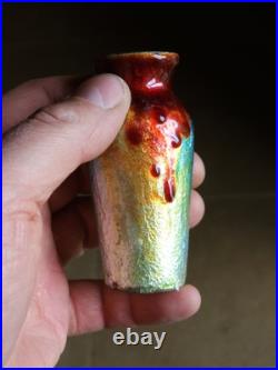 Poujol Limoges Vase Art Deco Sur Cuivre Émaillée Céramique