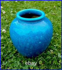 RAOULT EDMOND LACHENAL vase céramique bleu craquelée faïence Art Nouveau Déco