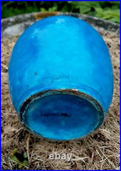 RAOULT EDMOND LACHENAL vase céramique bleu craquelée faïence Art Nouveau Déco
