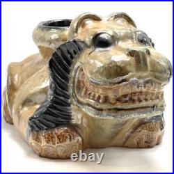 RARE, VASE CHIEN DE FÔ Art Déco Grés GUERIN à BOUFFIOULX Céramique Belgique