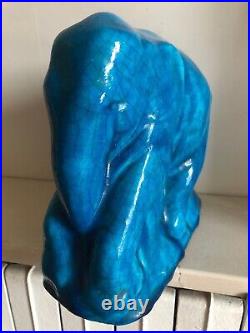 Raoul LACHENAL (1885-1956), éléphant en céramique craquelée bleu art deco