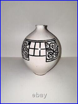 Rare Ancien VASE Céramique HENRI DELCOURT Boulogne Desvres Art Deco 1930