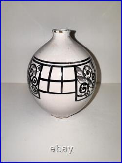 Rare Ancien VASE Céramique HENRI DELCOURT Boulogne Desvres Art Deco 1930