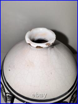 Rare Ancien VASE Céramique HENRI DELCOURT Boulogne Desvres Art Deco 1930