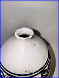 Rare Ancien VASE Céramique HENRI DELCOURT Boulogne Desvres Art Deco 1930