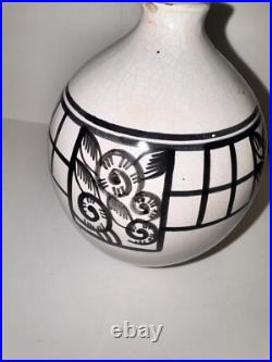 Rare Ancien VASE Céramique HENRI DELCOURT Boulogne Desvres Art Deco 1930