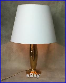 Rare Lampe De Robj En Ceramique Emaillée Doré Epoque Art Deco De 38 CM De Haut