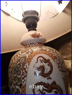 Rare Pied De Lampe Faïence De Gien Modèle Dragons Fonctionne À Nettoyer