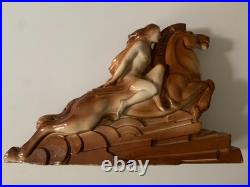 Rare Sculpture Ceramique Charles Lemenceau 1930 Valkyrie Saint-clement