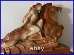 Rare Sculpture Ceramique Charles Lemenceau 1930 Valkyrie Saint-clement