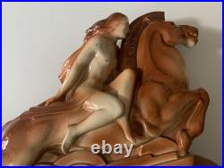 Rare Sculpture Ceramique Charles Lemenceau 1930 Valkyrie Saint-clement