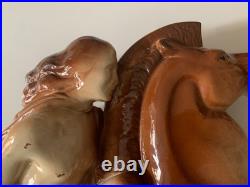 Rare Sculpture Ceramique Charles Lemenceau 1930 Valkyrie Saint-clement