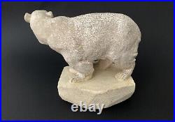 Rare Sculpture Ceramique Crispee Ours Polaire Sur Glacier Art Deco 1930 Sevres