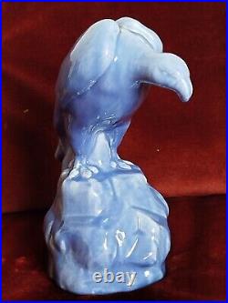 Rare Sculpture VAUTOUR en Céramique Bleue H 34 cm Période Art Déco