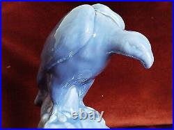 Rare Sculpture VAUTOUR en Céramique Bleue H 34 cm Période Art Déco