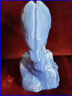 Rare Sculpture VAUTOUR en Céramique Bleue H 34 cm Période Art Déco