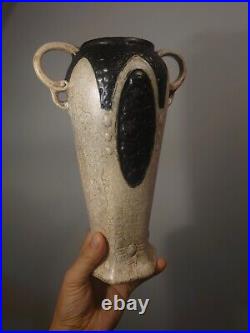 Rare Vase Céramique Faïence Craquelé Art Déco 1930