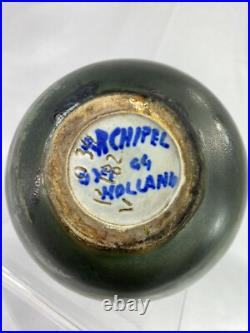 Rare Vase Ceramique Gouda Holland Archipel Art Deco Decor Ethnique Parfait Etat