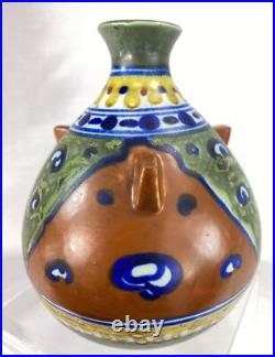 Rare Vase Ceramique Gouda Holland Archipel Art Deco Decor Ethnique Parfait Etat