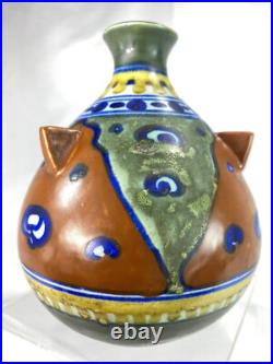 Rare Vase Ceramique Gouda Holland Archipel Art Deco Decor Ethnique Parfait Etat