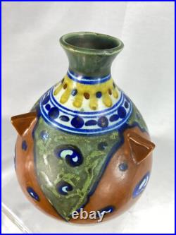 Rare Vase Ceramique Gouda Holland Archipel Art Deco Decor Ethnique Parfait Etat