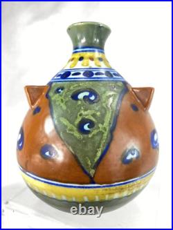Rare Vase Ceramique Gouda Holland Archipel Art Deco Decor Ethnique Parfait Etat