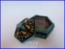 Rare boite bonbonnière art déco aux papillons d'argyl céramique E. VAL & Cie