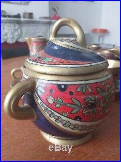 Rare ceramique Alfred renoleau Gres Theiere Tasse sucrier Cruche Art Deco