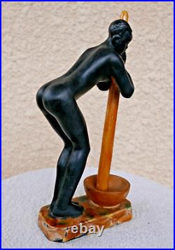 Rare céramique signé LUC femme croisière noire 1930 ART DECO érotique 24 cm