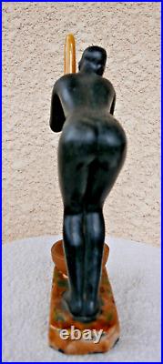 Rare céramique signé LUC femme croisière noire 1930 ART DECO érotique 24 cm