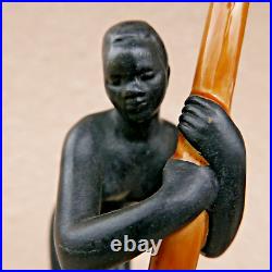 Rare céramique signé LUC femme croisière noire 1930 ART DECO érotique 24 cm
