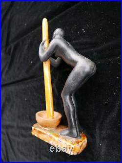 Rare céramique signé LUC femme croisière noire 1930 ART DECO érotique 24 cm