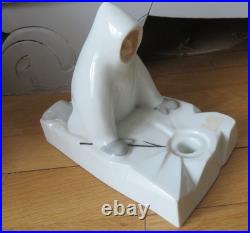 Rarissime Encrier/plumier céramique Nanouk signé ROBJ PARIS. Art-Déco