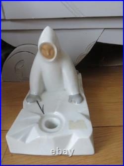 Rarissime Encrier/plumier céramique Nanouk signé ROBJ PARIS. Art-Déco