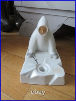 Rarissime Encrier/plumier céramique Nanouk signé ROBJ PARIS. Art-Déco