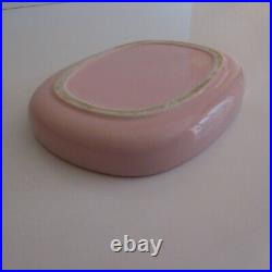 Récipient céramique faïence rose ovale vintage art déco rétro design XXe N3983