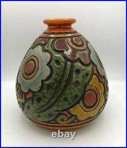 Remarquable Ceramique Vase Art Deco Grés de Mougin Nancy signé Géo Condé