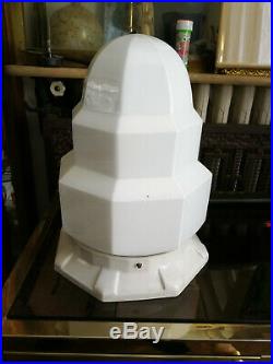 SKYSCRAPER LAMPE BULDING ART DECO ceramique GLOBE OPALINE