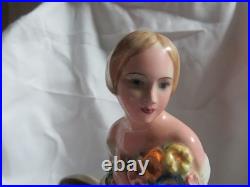 SPLENDIDE STATUE MARQUISE CERAMIQUE PUGI DLG Italie CACCIAPUOTI Ca. 1930