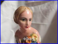 SPLENDIDE STATUE MARQUISE CERAMIQUE PUGI DLG Italie CACCIAPUOTI Ca. 1930