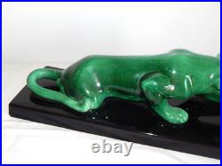 SUPERBE ANCIENNE SCULPTURE Art Déco en Céramique Panthère Verte Style ST Clément SUPERBE ANCIENNE SCULPTURE Art Déco en Céramique Panthère Verte Style ST Clément