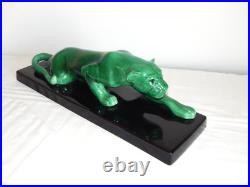 SUPERBE ANCIENNE SCULPTURE Art Déco en Céramique Panthère Verte Style ST Clément SUPERBE ANCIENNE SCULPTURE Art Déco en Céramique Panthère Verte Style ST Clément