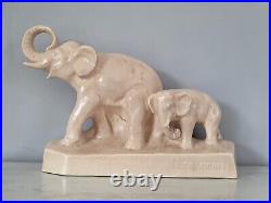 Sculpture Art Deco Le Francois Elephant Elephanteau Ceramique Vernisse 1930