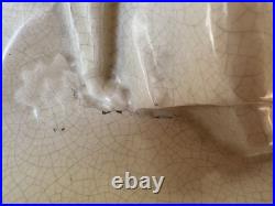 Sculpture Art Déco Lejan dame au lévrier faïence craquelée France 1930s