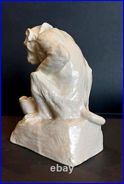 Sculpture CERAMIQUE CRAQUELE Art Déco Singe Monkey RENE MEYNIAL & EM SAMSON 1930