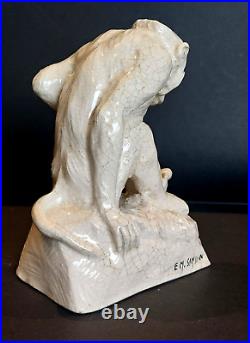 Sculpture CERAMIQUE CRAQUELE Art Déco Singe Monkey RENE MEYNIAL & EM SAMSON 1930