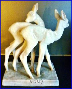 Sculpture De Faons, Ceramique Craquelee, Signe Else Bach (1899-1950) Art Deco