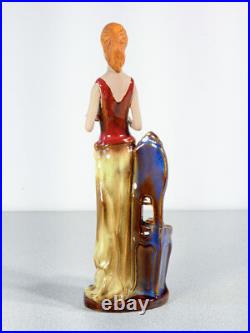 Sculpture Femme Livre Lecteur Céramique Vernis Peint Style Art Déco Glamour