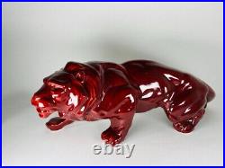 Sculpture Lionne 1930 ceramique Art deco / lion ceramics Art Deco