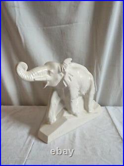 Sculpture animaliere faience craquelee elephant dolly signe lejan art deco 1930 Sculpture animaliere faience craquelee elephant dolly signe lejan art deco 1930